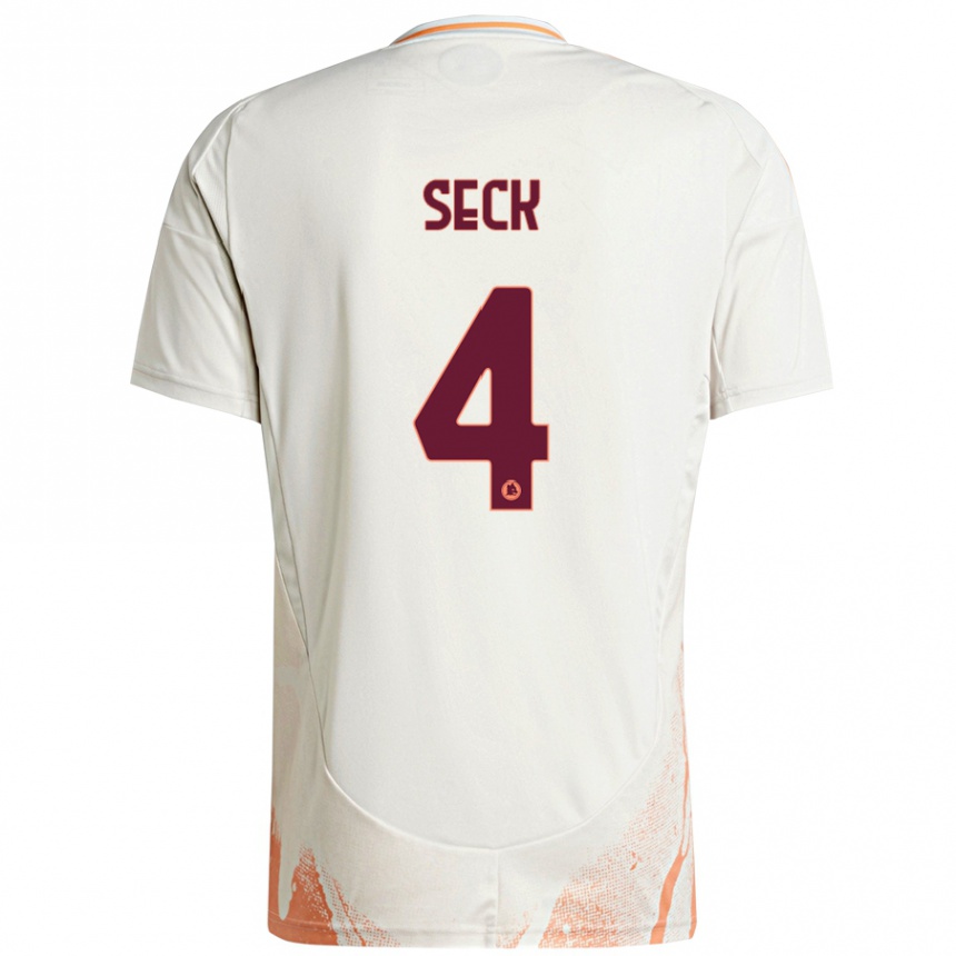 Enfant Football Maillot Mohamed Seck #4 Crème Blanc Orange Tenues Extérieur 2024/25