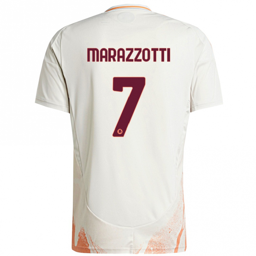 Enfant Football Maillot Fabrizio Marazzotti #7 Crème Blanc Orange Tenues Extérieur 2024/25