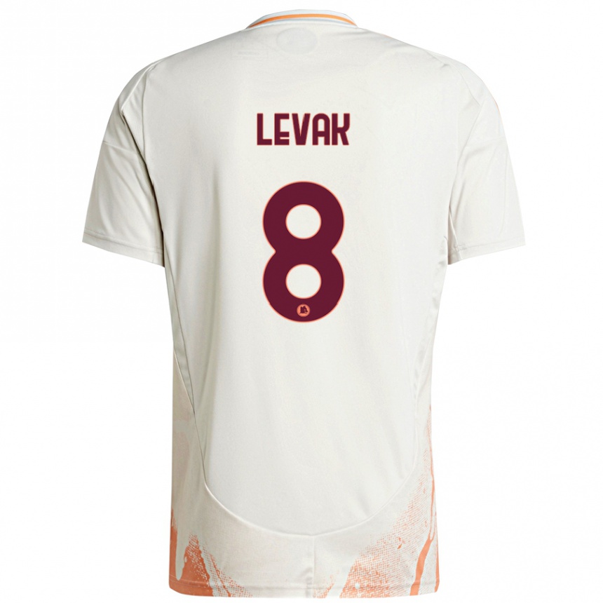 Enfant Football Maillot Sergej Levak #8 Crème Blanc Orange Tenues Extérieur 2024/25