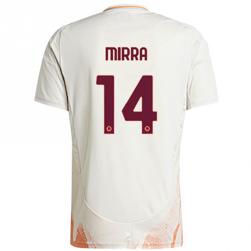 Enfant Football Maillot Jacopo Mirra #14 Crème Blanc Orange Tenues Extérieur 2024/25