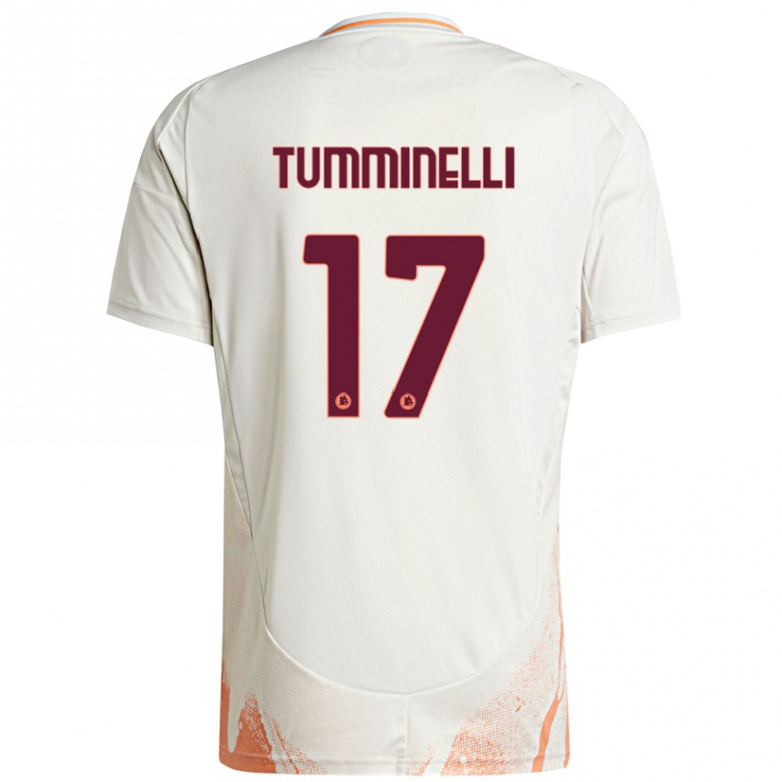 Enfant Football Maillot Gianmarco Tumminelli #17 Crème Blanc Orange Tenues Extérieur 2024/25