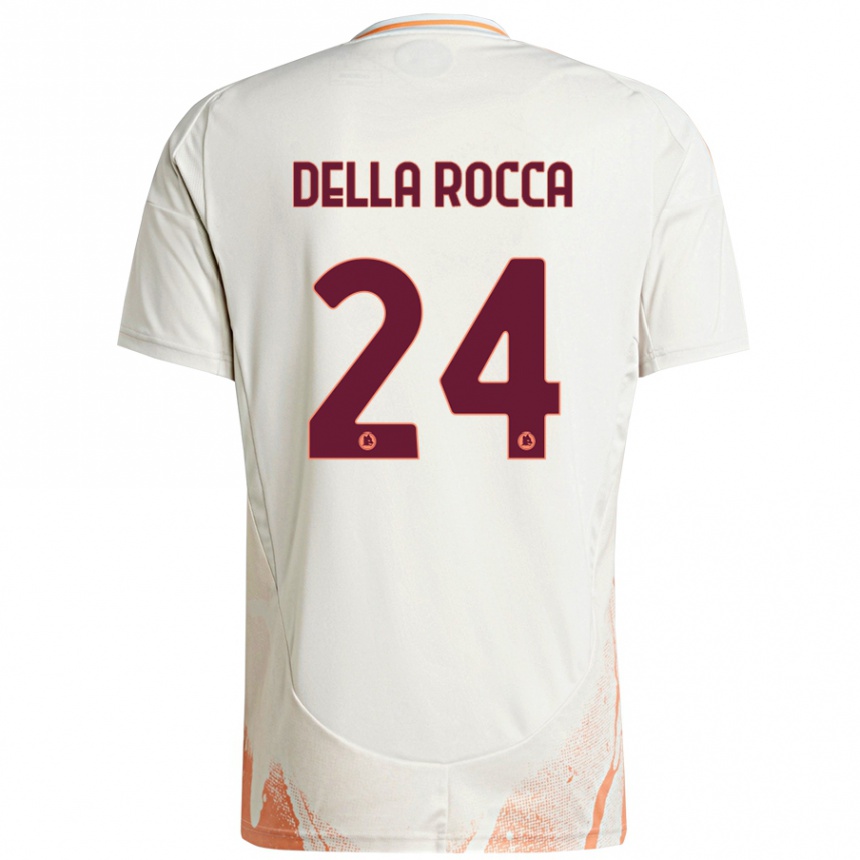 Enfant Football Maillot Mattia Della Rocca #24 Crème Blanc Orange Tenues Extérieur 2024/25