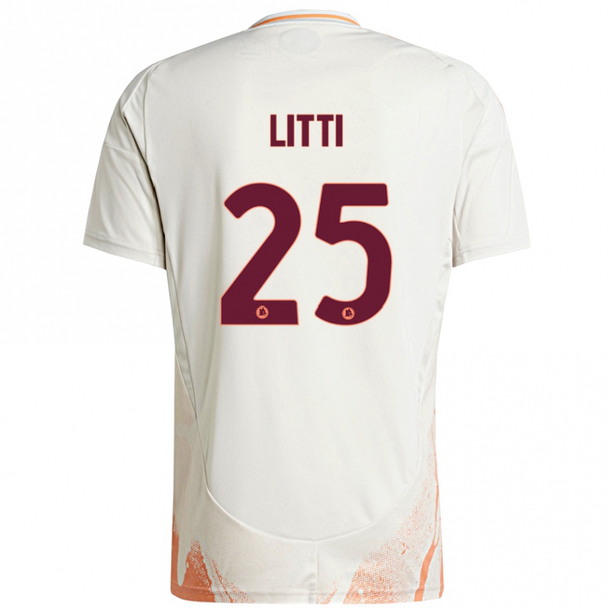 Enfant Football Maillot Marco Litti #25 Crème Blanc Orange Tenues Extérieur 2024/25