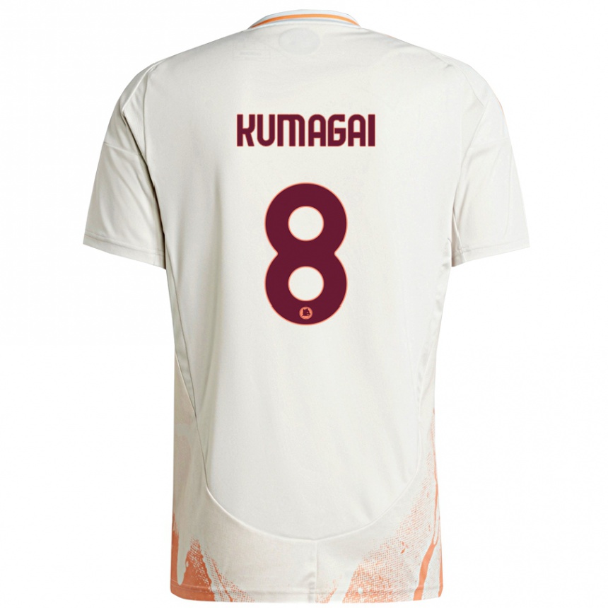 Enfant Football Maillot Saki Kumagai #8 Crème Blanc Orange Tenues Extérieur 2024/25