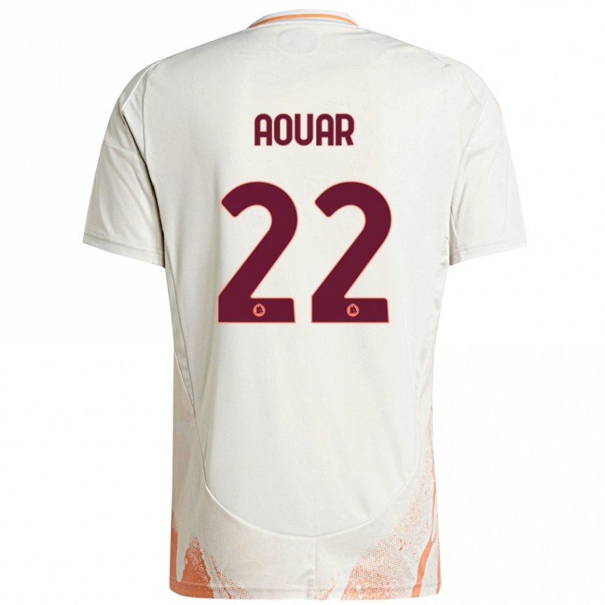 Enfant Football Maillot Houssem Aouar #22 Crème Blanc Orange Tenues Extérieur 2024/25