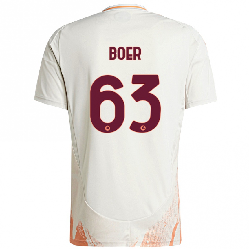 Enfant Football Maillot Pietro Boer #63 Crème Blanc Orange Tenues Extérieur 2024/25