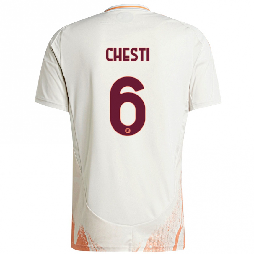 Enfant Football Maillot Francesco Chesti #6 Crème Blanc Orange Tenues Extérieur 2024/25