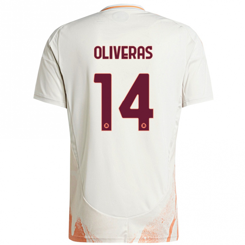 Enfant Football Maillot Jan Oliveras #14 Crème Blanc Orange Tenues Extérieur 2024/25