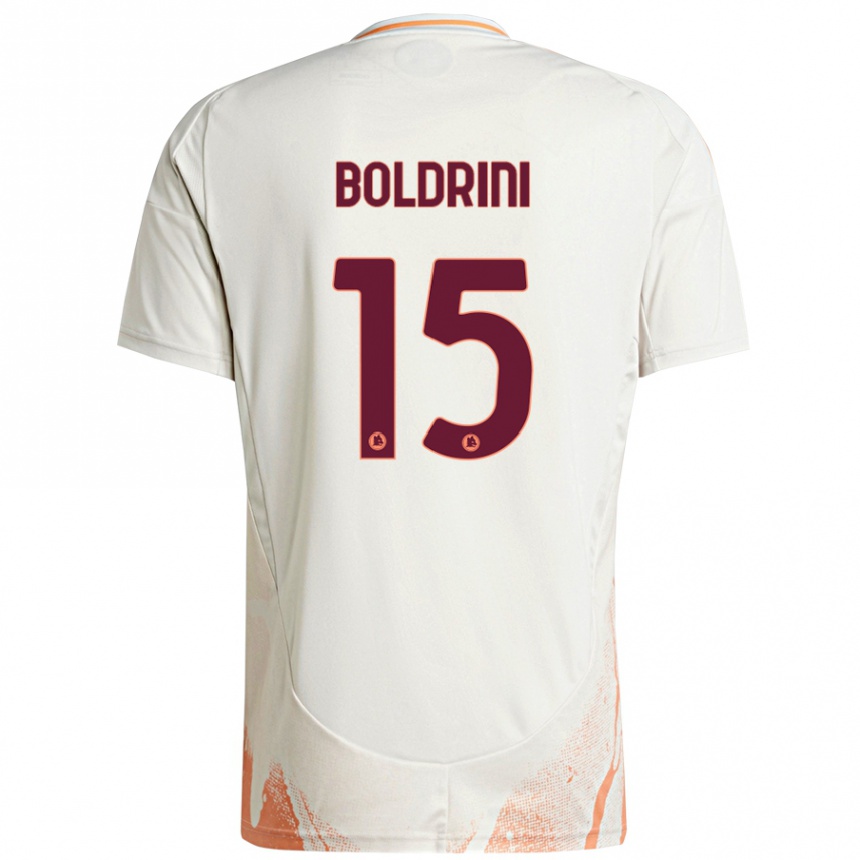 Enfant Football Maillot Mattia Boldrini #15 Crème Blanc Orange Tenues Extérieur 2024/25