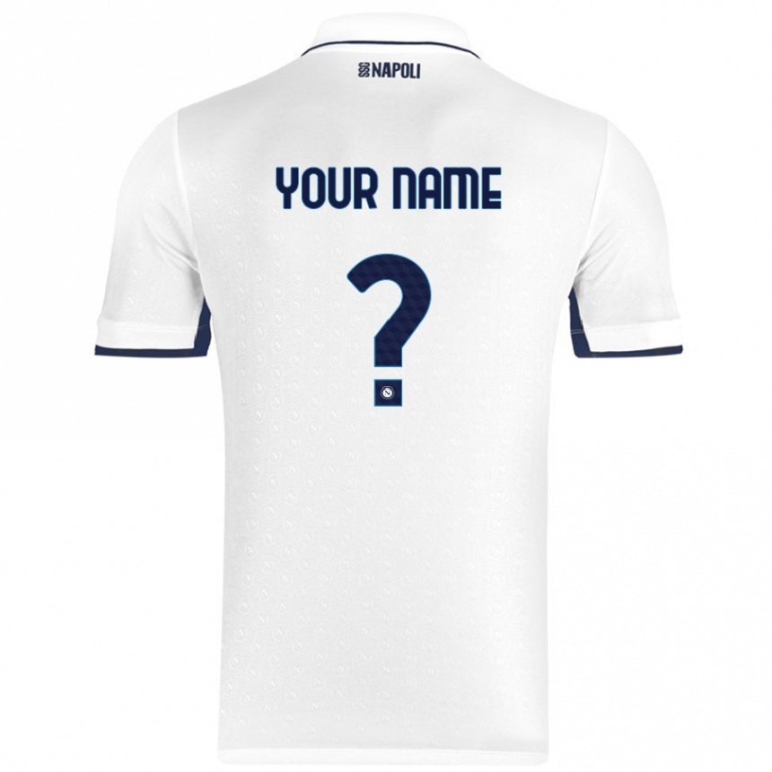 Enfant Football Maillot Votre Nom #0 Blanc Bleu Royal Tenues Extérieur 2024/25