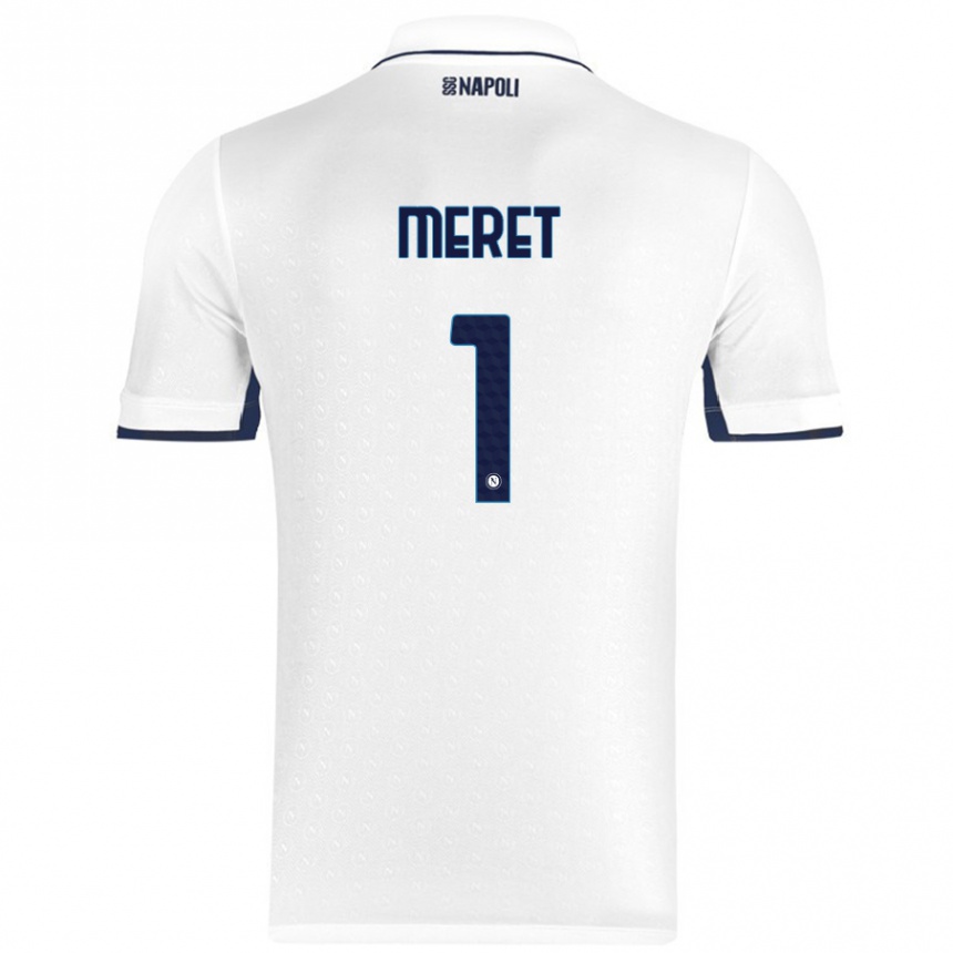 Enfant Football Maillot Alex Meret #1 Blanc Bleu Royal Tenues Extérieur 2024/25