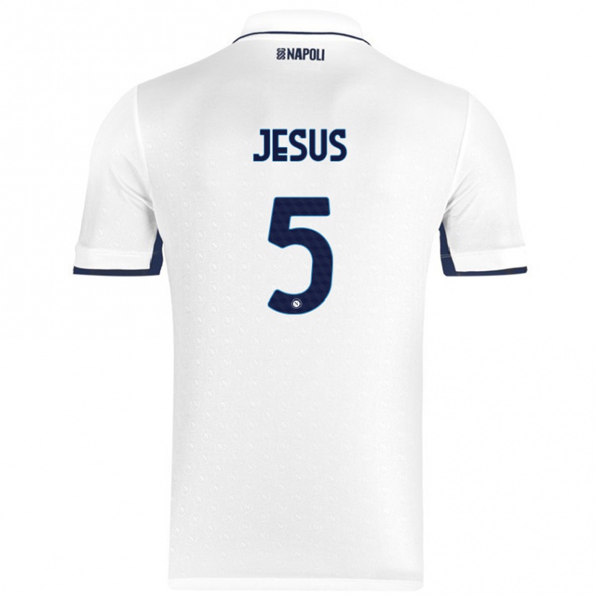 Enfant Football Maillot Juan Jesus #5 Blanc Bleu Royal Tenues Extérieur 2024/25