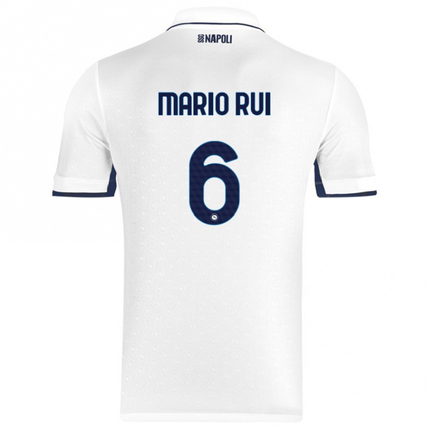 Enfant Football Maillot Mario Rui #6 Blanc Bleu Royal Tenues Extérieur 2024/25