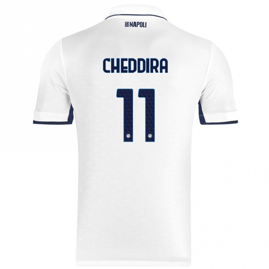 Enfant Football Maillot Walid Cheddira #11 Blanc Bleu Royal Tenues Extérieur 2024/25