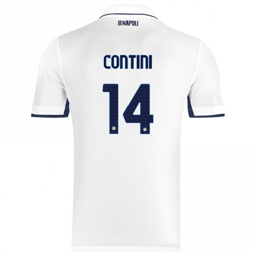 Enfant Football Maillot Nikita Contini #14 Blanc Bleu Royal Tenues Extérieur 2024/25