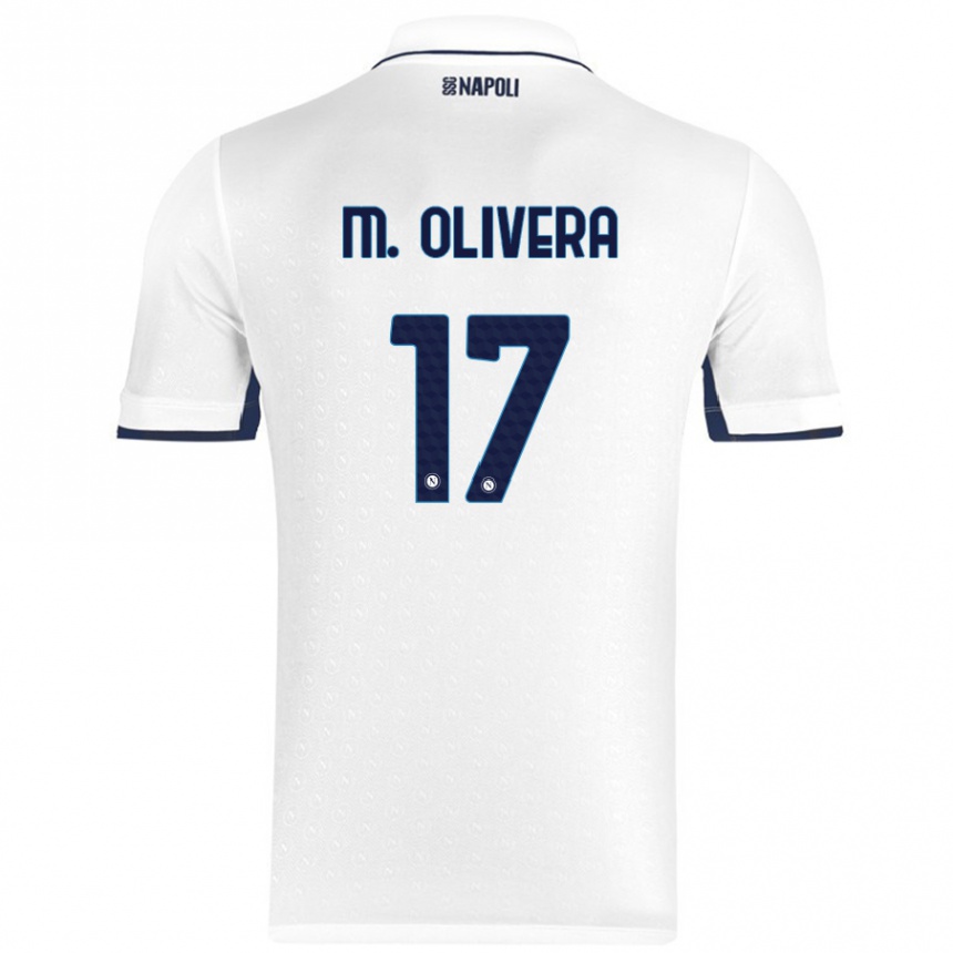 Enfant Football Maillot Mathias Olivera #17 Blanc Bleu Royal Tenues Extérieur 2024/25