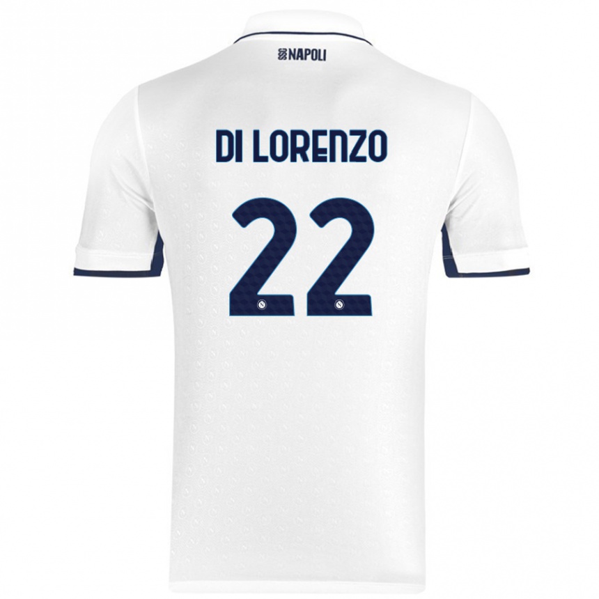 Enfant Football Maillot Giovanni Di Lorenzo #22 Blanc Bleu Royal Tenues Extérieur 2024/25