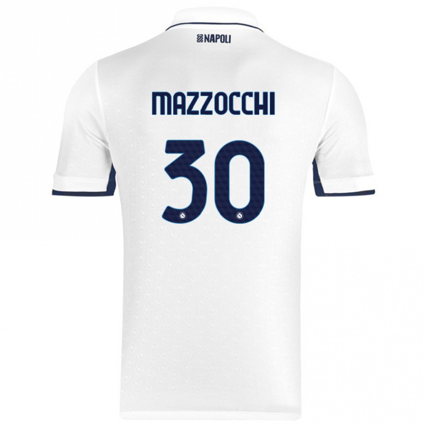 Enfant Football Maillot Pasquale Mazzocchi #30 Blanc Bleu Royal Tenues Extérieur 2024/25