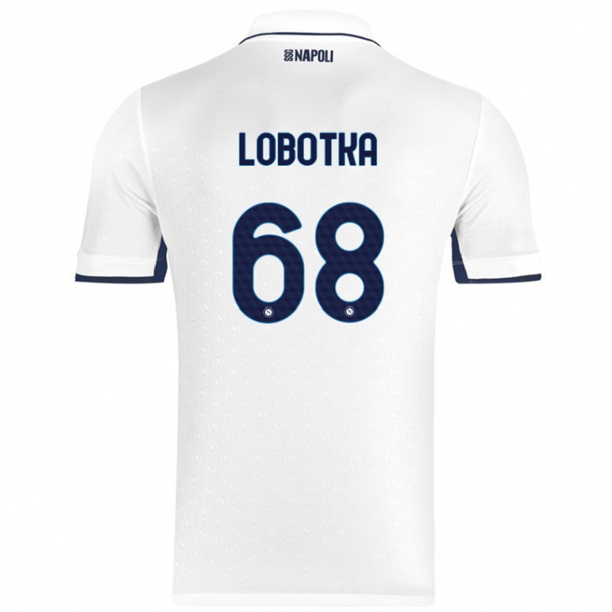 Enfant Football Maillot Stanislav Lobotka #68 Blanc Bleu Royal Tenues Extérieur 2024/25