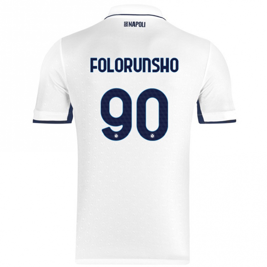 Enfant Football Maillot Michael Folorunsho #90 Blanc Bleu Royal Tenues Extérieur 2024/25