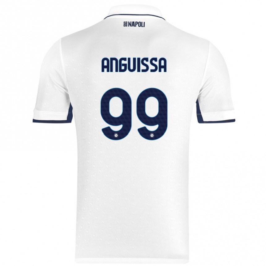 Enfant Football Maillot Andre Zambo Anguissa #99 Blanc Bleu Royal Tenues Extérieur 2024/25