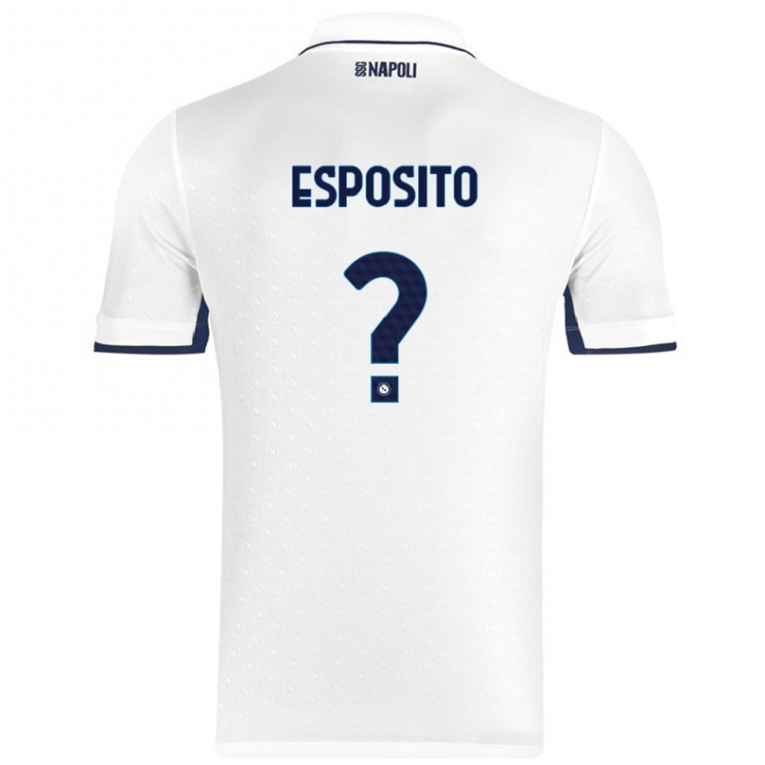 Enfant Football Maillot Mattia Esposito #0 Blanc Bleu Royal Tenues Extérieur 2024/25