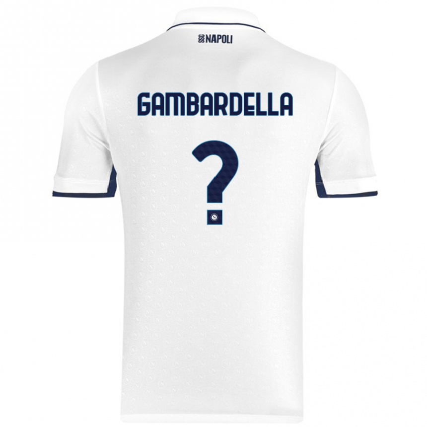 Enfant Football Maillot Vittorio Gambardella #0 Blanc Bleu Royal Tenues Extérieur 2024/25