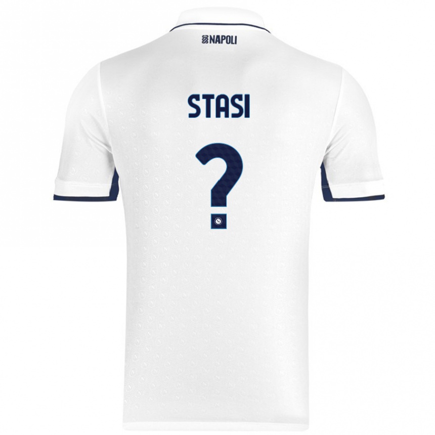 Enfant Football Maillot Pasquale Stasi #0 Blanc Bleu Royal Tenues Extérieur 2024/25