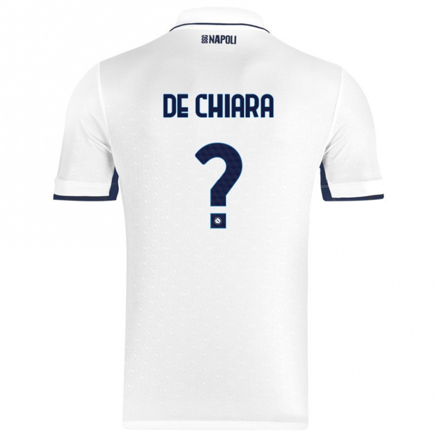 Enfant Football Maillot Emmanuele De Chiara #0 Blanc Bleu Royal Tenues Extérieur 2024/25