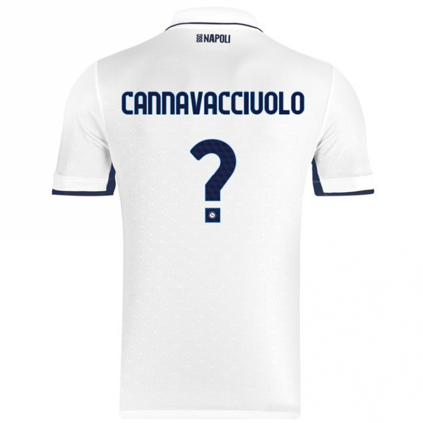 Enfant Football Maillot Luigi Pio Cannavacciuolo #0 Blanc Bleu Royal Tenues Extérieur 2024/25