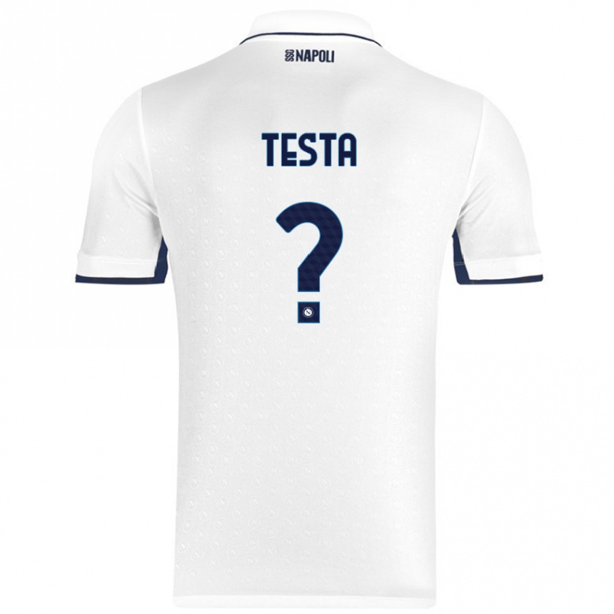 Enfant Football Maillot Vincenzo Testa #0 Blanc Bleu Royal Tenues Extérieur 2024/25