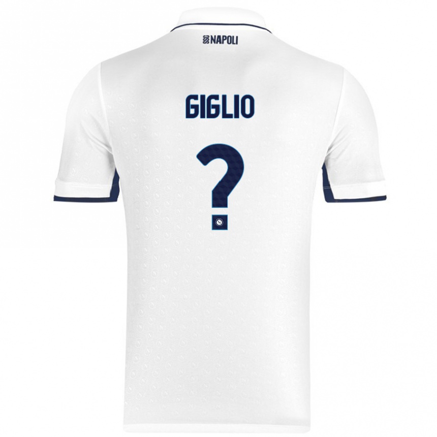 Enfant Football Maillot Angelo Giglio #0 Blanc Bleu Royal Tenues Extérieur 2024/25