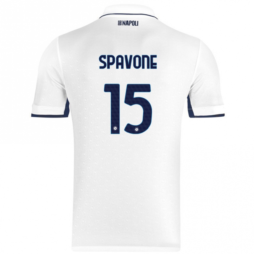 Enfant Football Maillot Alessandro Spavone #15 Blanc Bleu Royal Tenues Extérieur 2024/25