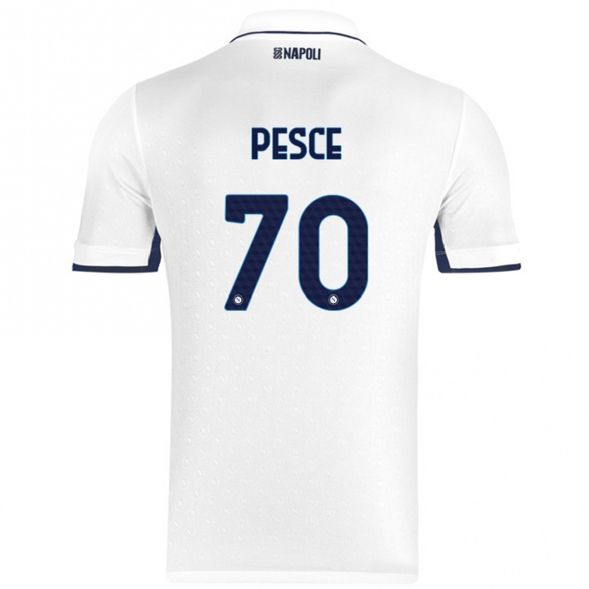 Enfant Football Maillot Antonio Pesce #70 Blanc Bleu Royal Tenues Extérieur 2024/25