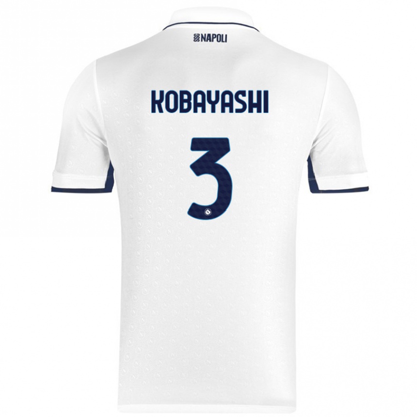 Enfant Football Maillot Miharu Kobayashi #3 Blanc Bleu Royal Tenues Extérieur 2024/25