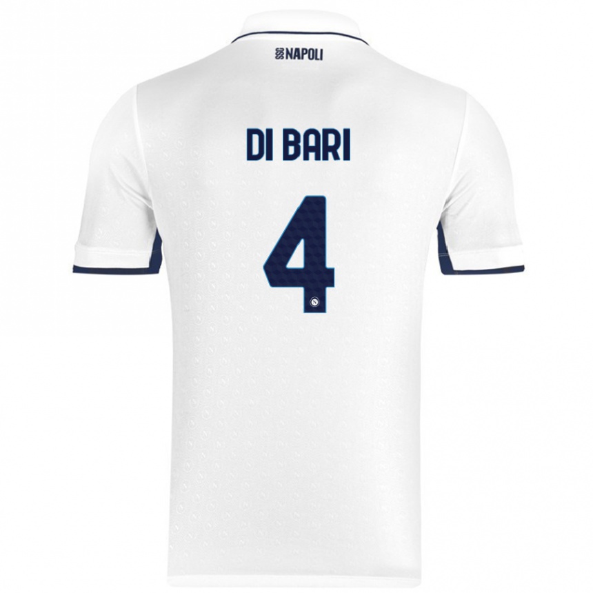 Enfant Football Maillot Martina Di Bari #4 Blanc Bleu Royal Tenues Extérieur 2024/25