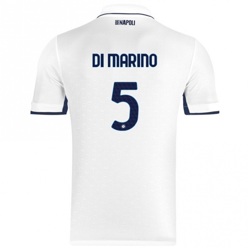 Enfant Football Maillot Paola Di Marino #5 Blanc Bleu Royal Tenues Extérieur 2024/25