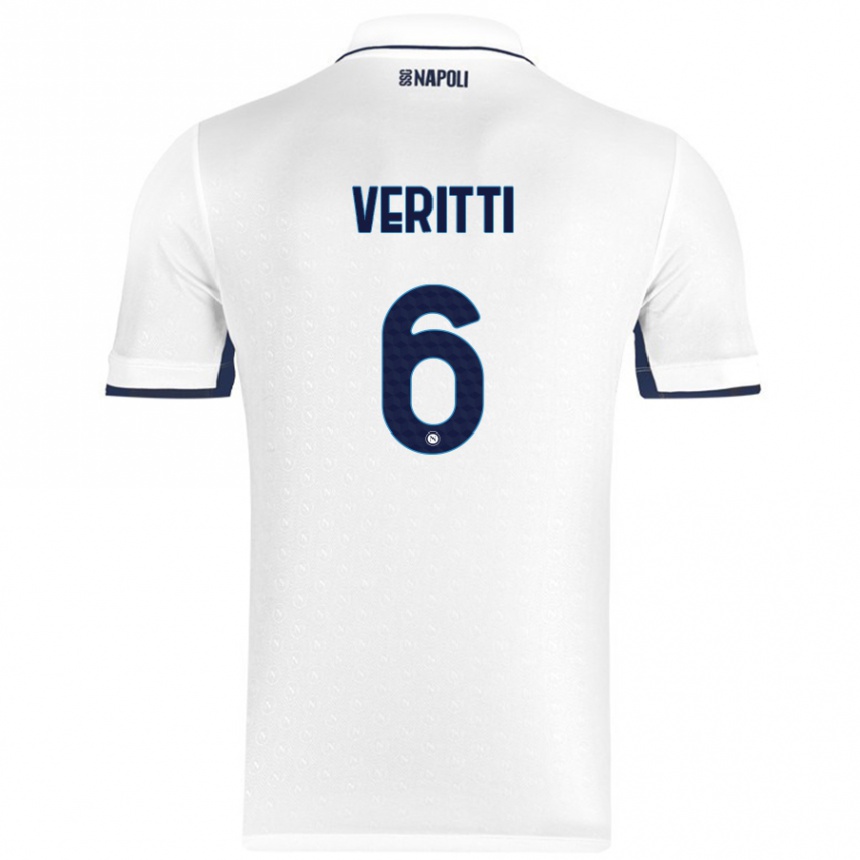 Enfant Football Maillot Federica Veritti #6 Blanc Bleu Royal Tenues Extérieur 2024/25