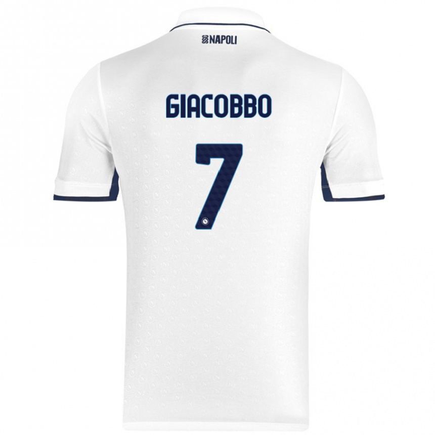 Enfant Football Maillot Giulia Giacobbo #7 Blanc Bleu Royal Tenues Extérieur 2024/25