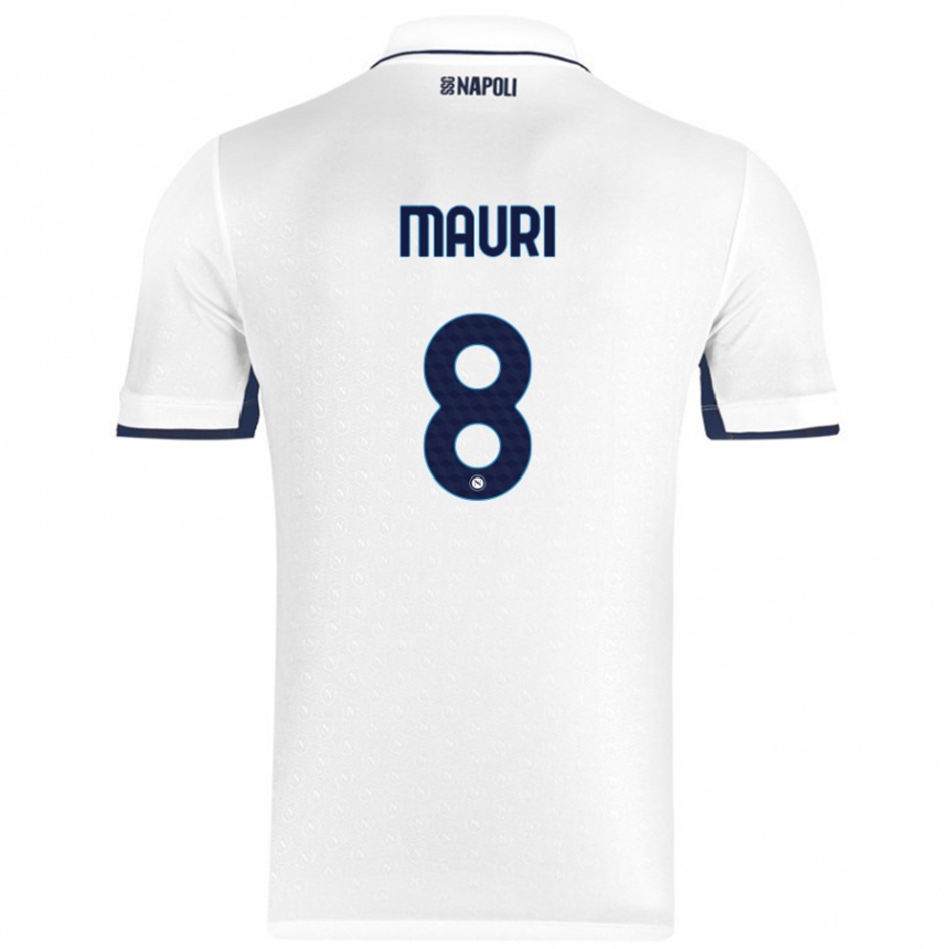 Enfant Football Maillot Claudia Mauri #8 Blanc Bleu Royal Tenues Extérieur 2024/25