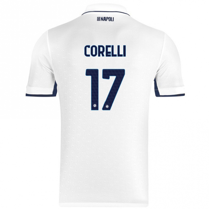 Enfant Football Maillot Alice Corelli #17 Blanc Bleu Royal Tenues Extérieur 2024/25