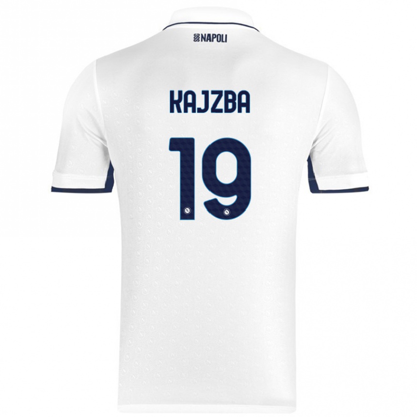 Enfant Football Maillot Nina Kajzba #19 Blanc Bleu Royal Tenues Extérieur 2024/25