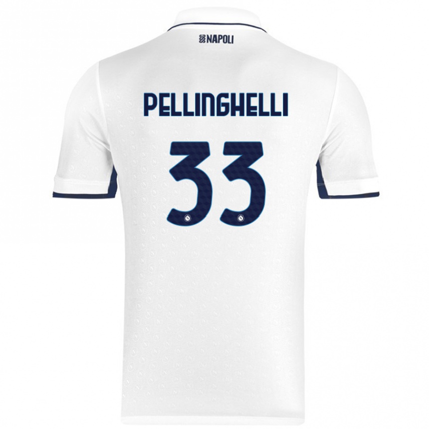 Enfant Football Maillot Alice Pellinghelli #33 Blanc Bleu Royal Tenues Extérieur 2024/25