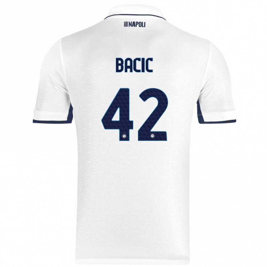 Enfant Football Maillot Doris Bačić #42 Blanc Bleu Royal Tenues Extérieur 2024/25