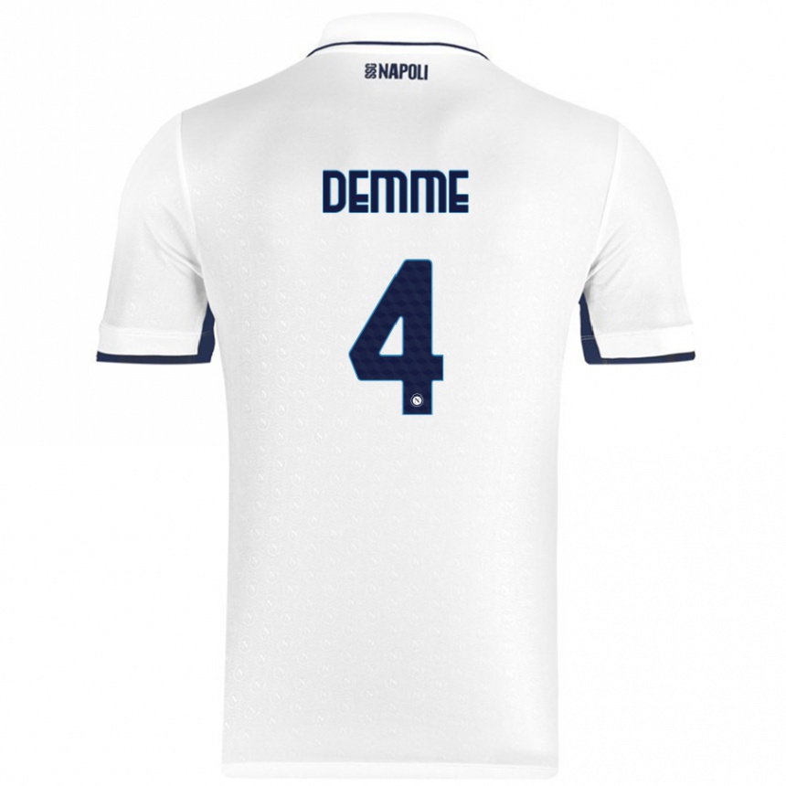 Enfant Football Maillot Diego Demme #4 Blanc Bleu Royal Tenues Extérieur 2024/25