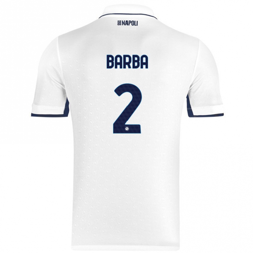 Enfant Football Maillot Benedetto Barba #2 Blanc Bleu Royal Tenues Extérieur 2024/25