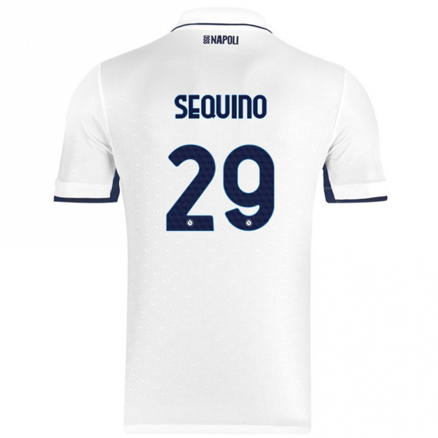 Enfant Football Maillot Giovanni Sequino #29 Blanc Bleu Royal Tenues Extérieur 2024/25