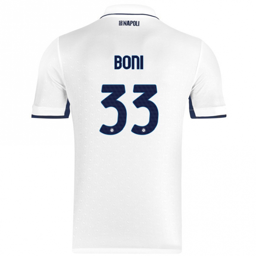 Enfant Football Maillot Landry Boni #33 Blanc Bleu Royal Tenues Extérieur 2024/25