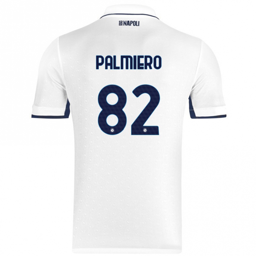 Enfant Football Maillot Luca Palmiero #82 Blanc Bleu Royal Tenues Extérieur 2024/25