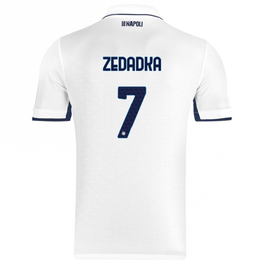 Enfant Football Maillot Karim Zedadka #7 Blanc Bleu Royal Tenues Extérieur 2024/25